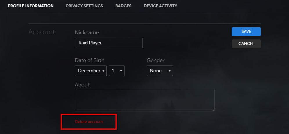 raid shadow legends how to delete account